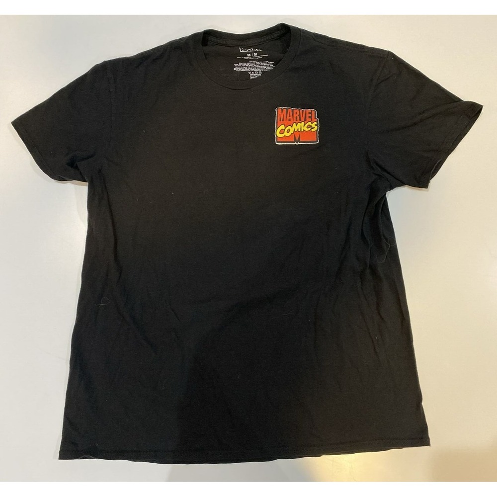 Marvel T-Shirt Mens Medium Black Used Avengers Comic Panel Back Graphic